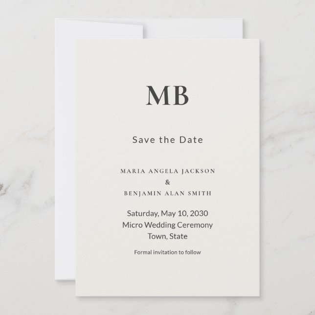Casamento Minimalista Moderno Micro Save the Date (Frente)