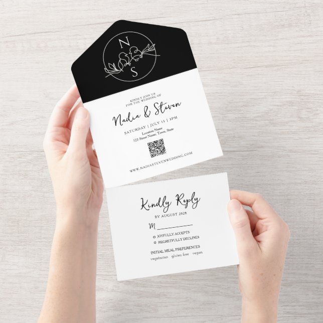 Casamento Minimalista Moderno Preto e Branco (Tearaway)