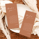 Casamento Minimalista Obrigado Nota, Boho Terracot<br><div class="desc">Este belo casamento Obrigado Nota apresenta caligrafia manuscrita com um layout moderno minimalista - um sotaque perfeito para o seu casamento ou evento especial. Use este cartões de agradecimentos para qualquer ocasião, seja seu casamento, noiva ou chá de fraldas, festa de noivado, festa de aposentadoria... o que você quiser! Edite...</div>