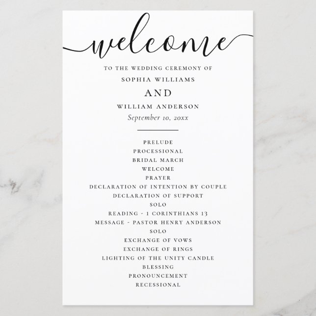 Casamento Minimalista | Ordem dos Eventos da Calig (Frente)