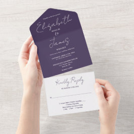 Casamento Minimalista Roxo Elegante em Script