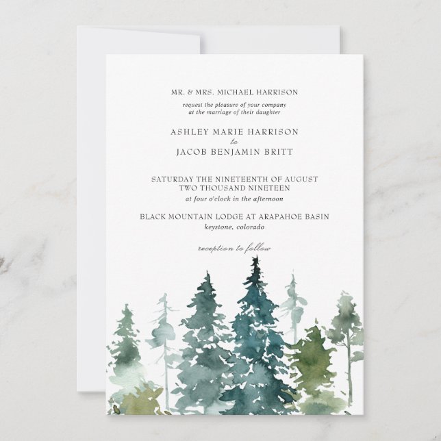 Casamento Minimalista Rústico | Pinheiros Aquarela (Frente)