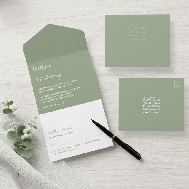 Casamento Minimalista Verde Sage com Roteiro Moder (Criador carregado)
