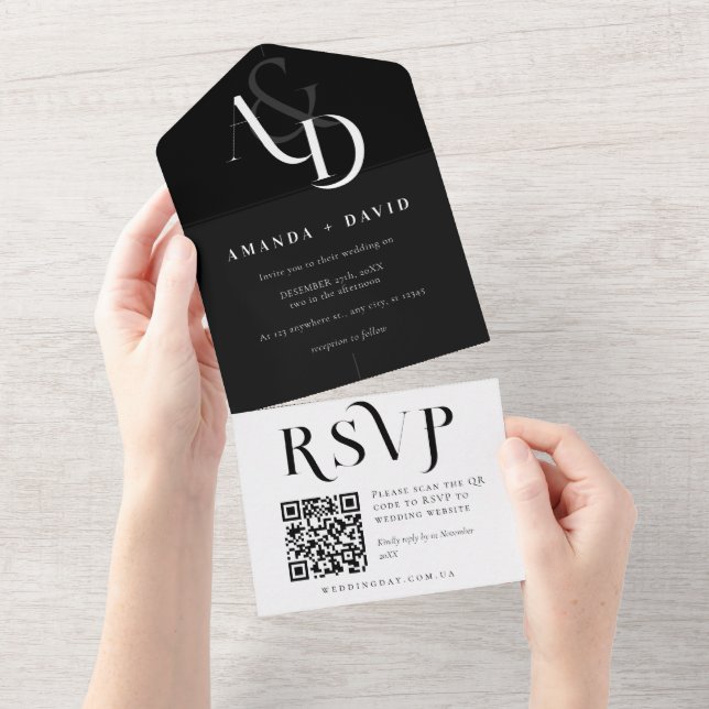 Casamento mínimo de código QR preto e branco (Tearaway)
