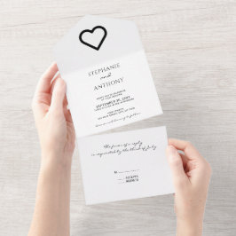 Casamento Mínimo De Coração Negro E Branco
