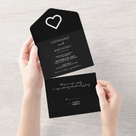 Casamento Mínimo De Coração Negro E Branco