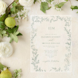 Casamento Mínimo do Monograma Verde de Sábado Folh