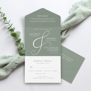 Casamento Mínimo e Ampersand Verde do Sage Moderno