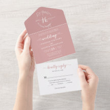 Casamento Mínimo Floral Mínimo Pink Monograma Eleg