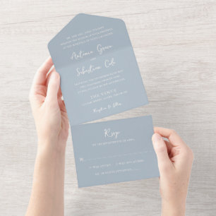 Casamento Moderno Azul-Pó Elegante
