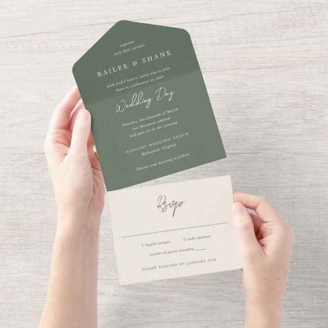 Casamento Moderno Bailee Olive Green (Tearaway)