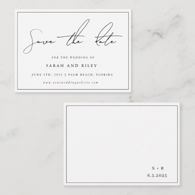 Casamento Moderno BUDGET Salvar a Data Convite (Frente/Verso)