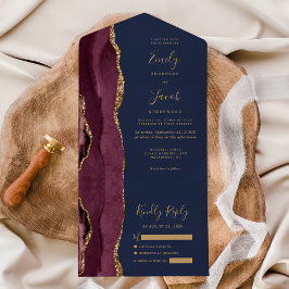 Casamento Moderno Burgundy Dourado Ágata Azul Mari