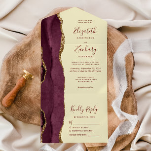 Casamento Moderno Burgundy Dourado Ágata Manteiga