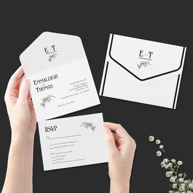 Casamento Moderno Clássico Preto e Branco Simples (Criador carregado)