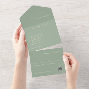 Casamento Moderno Código QR Simples Verde Sage