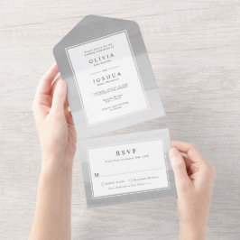 Casamento Moderno com Borda Ombre Cinza em Aquarel