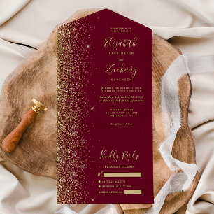 Casamento Moderno com Brilho Dourado em Vermelho B