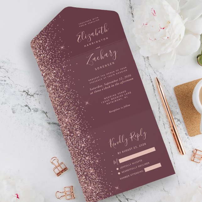 Casamento Moderno com Brilho em Dourado Rosa e Bur (Criador carregado)