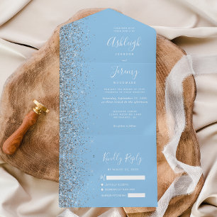 Casamento Moderno com Brilho Prata Azul Bebê Paste