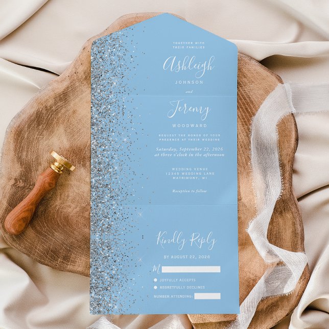 Casamento Moderno com Brilho Prata Azul Bebê Paste (Criador carregado)
