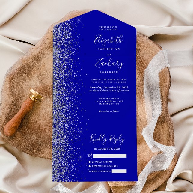 Casamento Moderno com Brilho Prata Azul Real (Criador carregado)