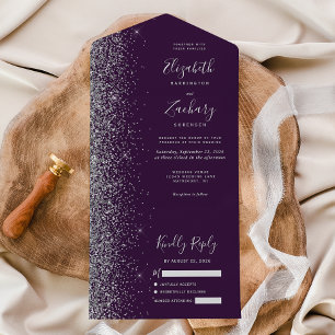 Casamento Moderno com Brilho Prateado e Roxo Escur