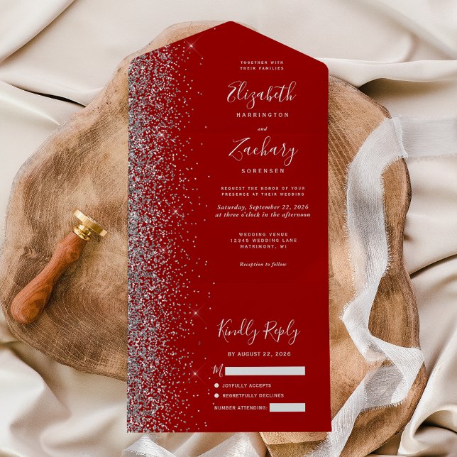 Casamento Moderno com Brilho Vermelho Escarlate Pr (Criador carregado)
