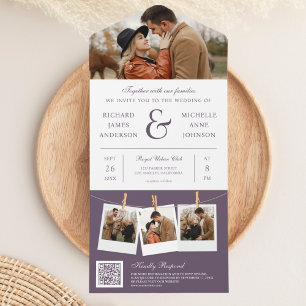 Casamento Moderno com Código QR de Foto E Comercia