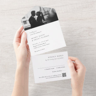 Casamento Moderno com Código QR Minimalista
