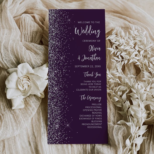 Casamento Moderno com Letra Prateada e Brilho Roxa (Criador carregado)