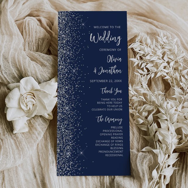 Casamento Moderno com Letra Prateada em Azul Naval (Criador carregado)