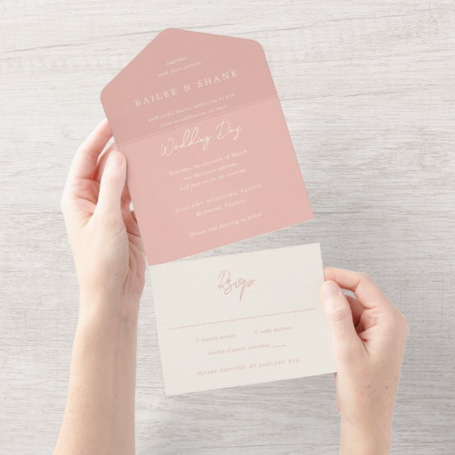 Casamento Moderno com Pêssego Simples (Aba destacável)