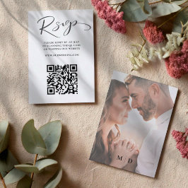 Casamento Moderno com RSVP via QR Code Preto e Bra