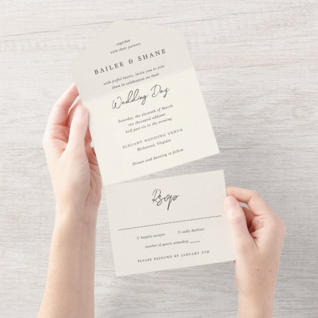 Casamento Moderno Creme Simples (Aba destacável)