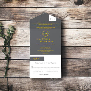 Casamento Moderno da Cinza Chic Elegante Monograma