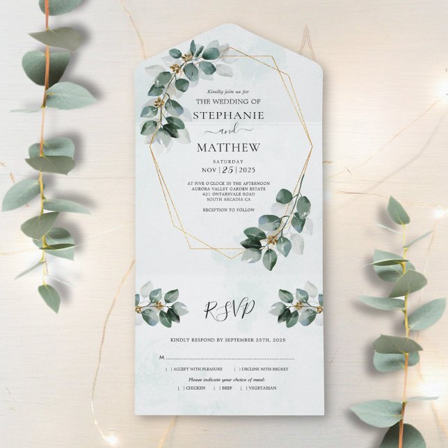 Casamento Moderno da Folhagem Geométrica Eucalyptu (Criador carregado)