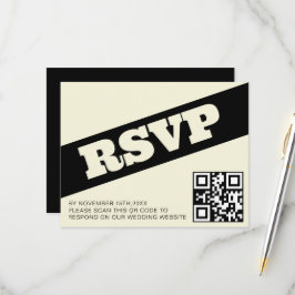 Casamento Moderno de Black Ecru de RSVP de QR Negr