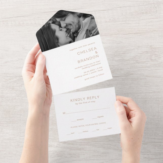 Casamento Moderno de Chelsea Taupe (Aba destacável)