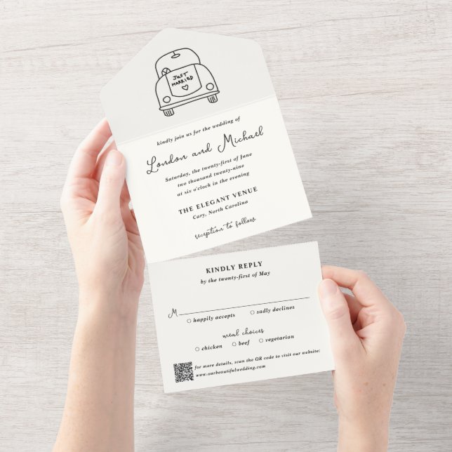 Casamento Moderno de Código QR de Portas do Carro  (Tearaway)