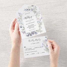 Casamento Moderno de Flores de Água Botânica