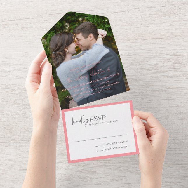 Casamento Moderno de Foto Rosa Chic (Aba destacável)