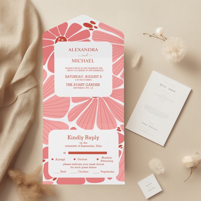 Casamento moderno de margarida rosa (Criador carregado)