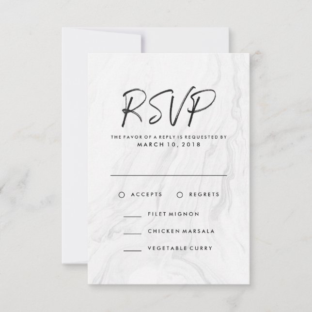 Casamento Moderno de Mármore Branco | Menu de Resp (Frente)