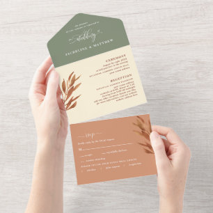 Casamento moderno de tonalidades com RSVP perfurad