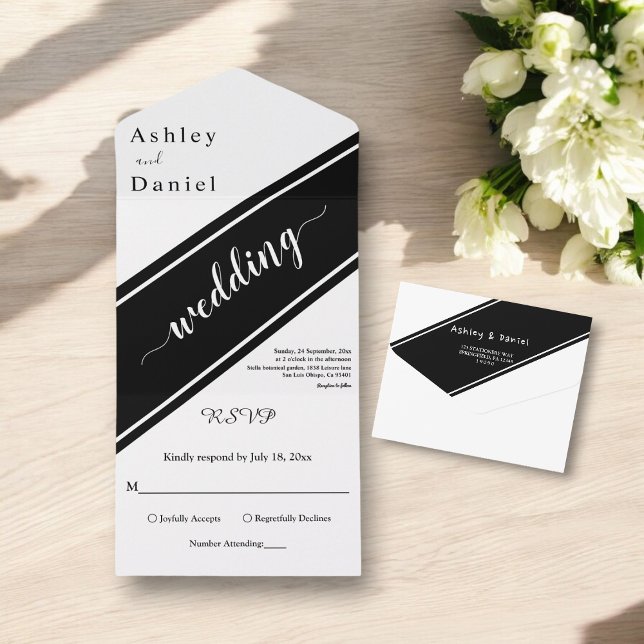 Casamento Moderno Elegante Chic Black E White (Criador carregado)
