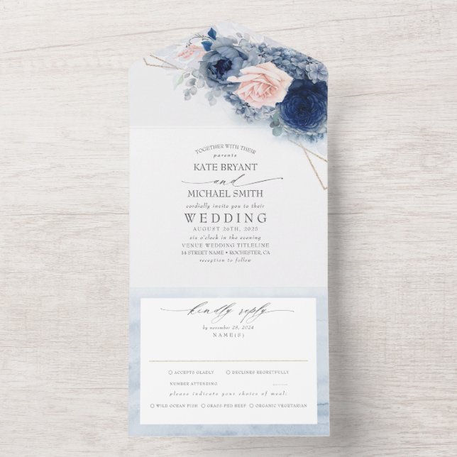 Casamento Moderno Elegante das Flores Azuis e Rosa (Interno)