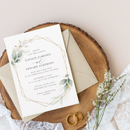 Casamento moderno elegante de ouro Eucalyptus