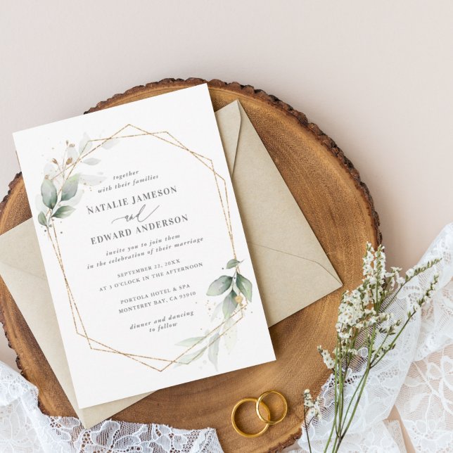 Casamento moderno elegante de ouro Eucalyptus (Criador carregado)