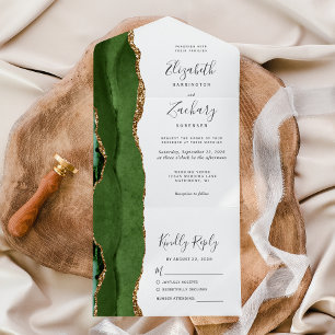Casamento Moderno em Ágata Dourada Verde Caçador